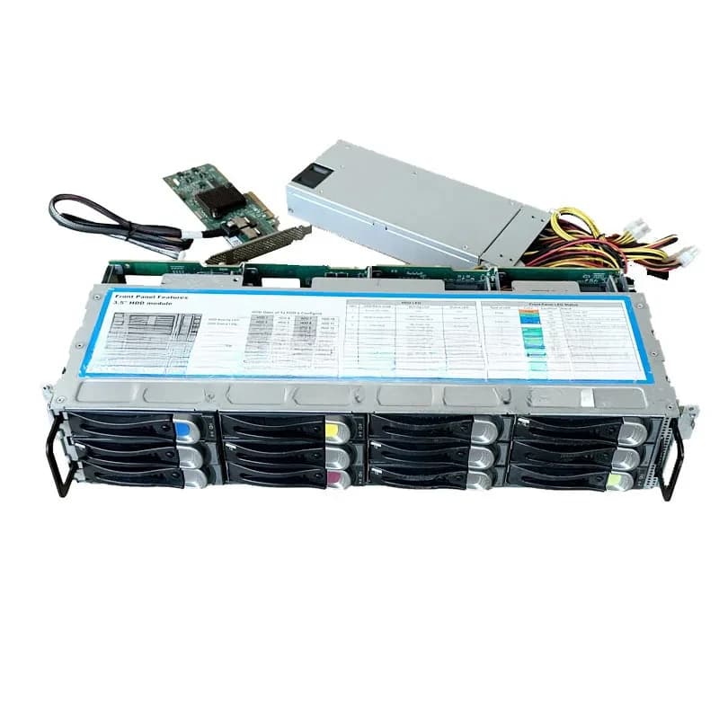 Cabinet di espansione esterna SAS SATA a 12 alloggiamenti per dischi rigidi da 3,5 pollici hot-swap, colore nero, Qunhui NAS storage