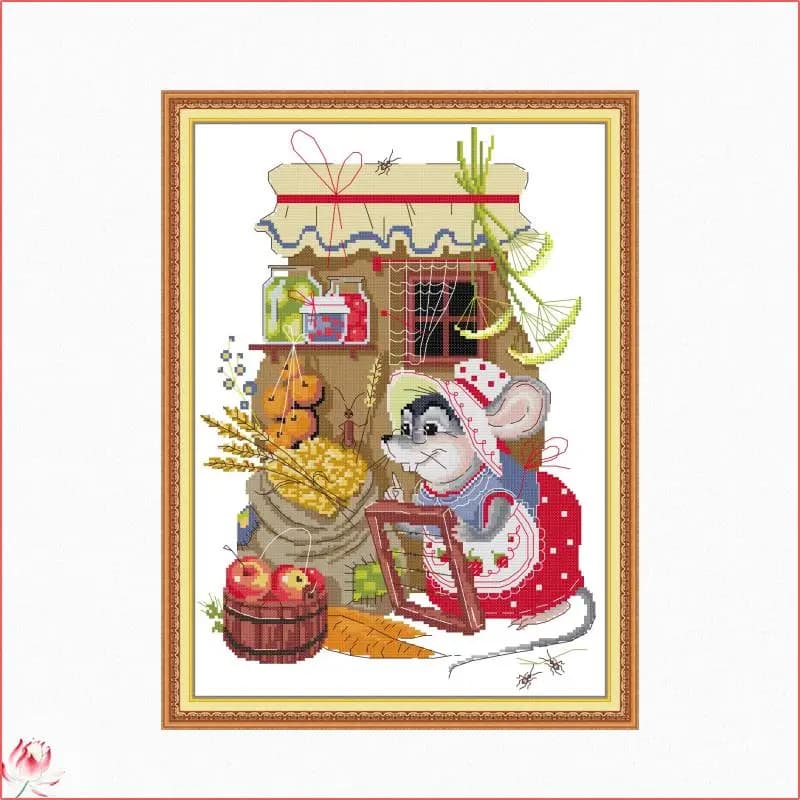 Kit punto croce stampa contato fai da te simpatici animali e frutta 14CT 11CT ricamo a mano filo ad ago set da cucire decorazione della casa