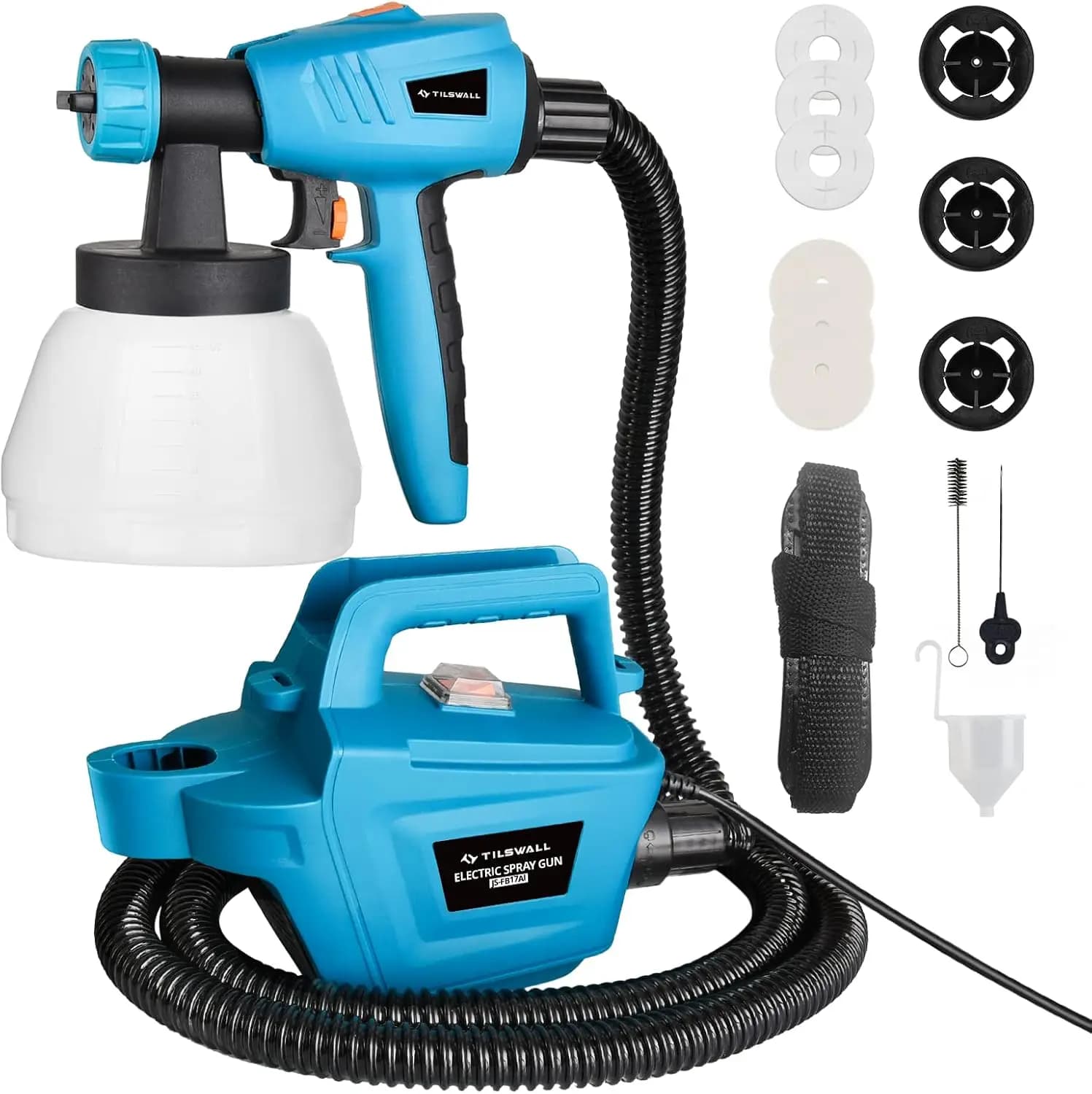 Spruzzatore di vernice HVLP da 800W, 1200ml/min, contenitore rimovibile da 1300ml, 3 misure di ugelli e 3 modelli di spruzzatura per mobili, armadi, recinzioni