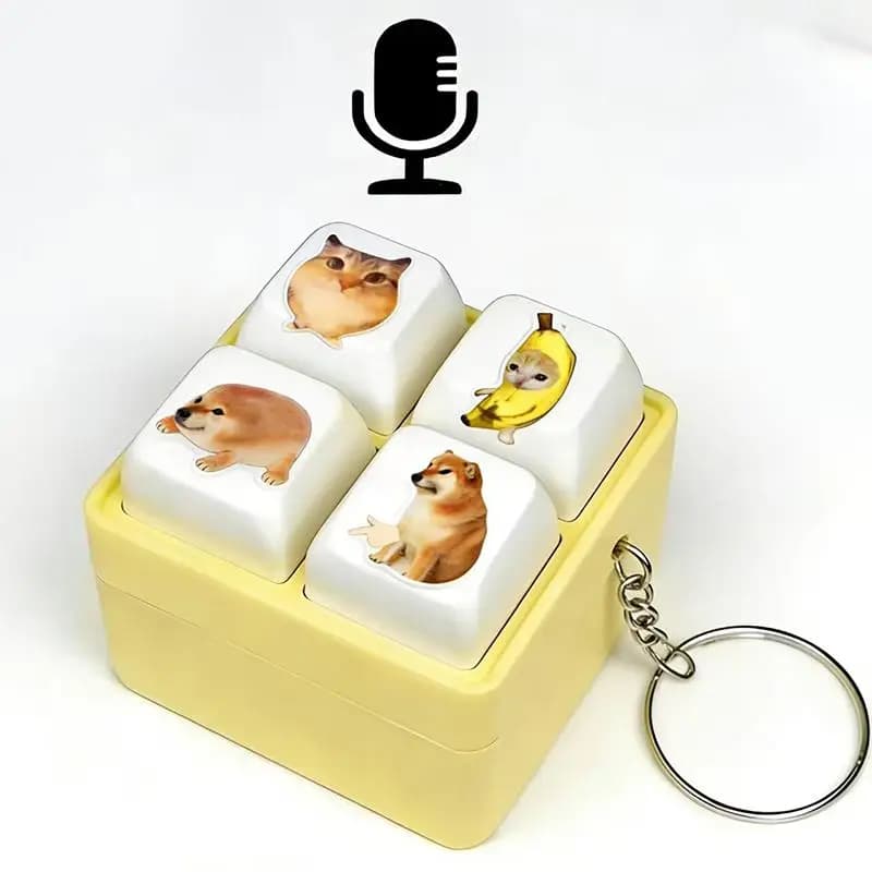 SUSU Mechanical Keyboard Fidget Keychain Clicker Toy Stress Relief Sound Button Keycap Toy For Kids Adults Anxiety Relief Gift