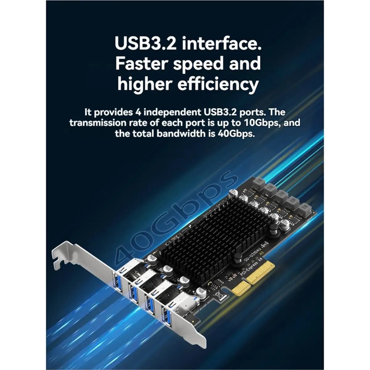 [VALUE PACK]PCIE USB Card 4 Port USB Multiplier Hub PCI-E X4 to 4 Port USB3.1 Expansion Card USB 3.2 Gen2 40Gbps for PC