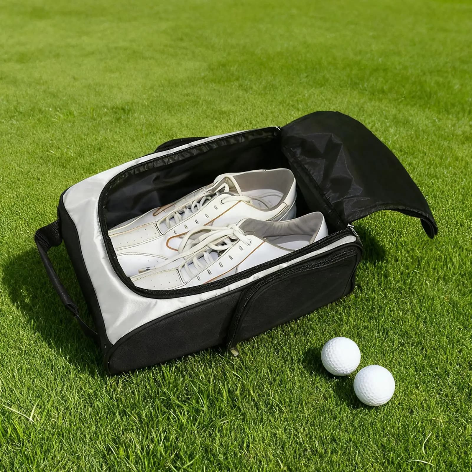 Borse porta scarpe impermeabili con tasche laterali per accessori, portaoggetti con cerniera con manico per palestra, sport, golf, tennis, organizer