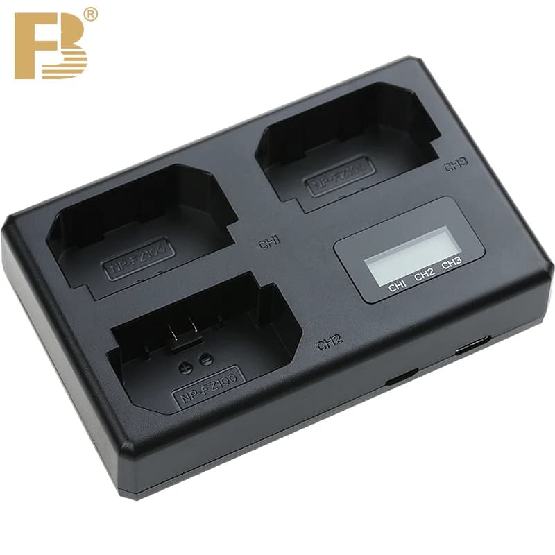FB NP FZ100 Batteria Caricatore a 3 slot per fotocamera Sony Alpha A7R3 A6600 A6700 A7M3 ARR4 A7R4 A7R5 A7III A7S3A9 A9S IV BC-QZ1 ILCE-9