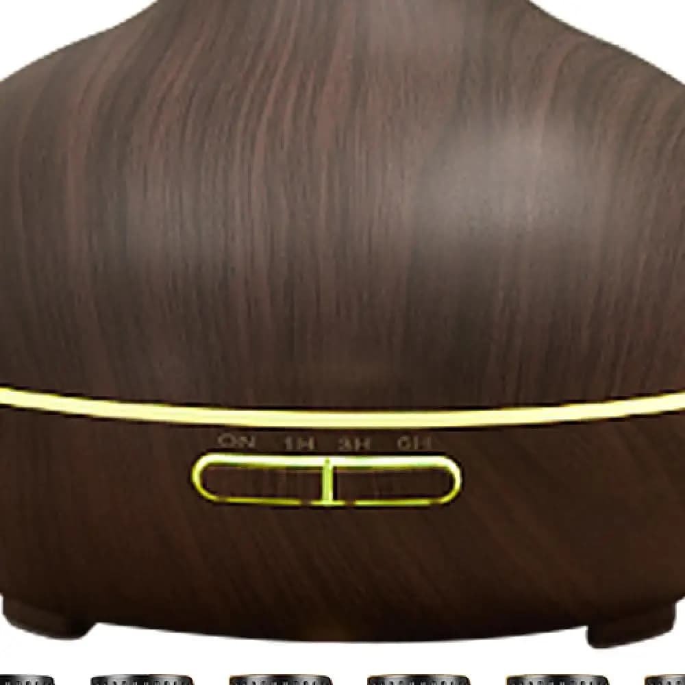 Diffusore di aromaterapia ad ultrasuoni da 550 ml con 6 oli essenziali, umidificatore a nebbia fredda, 4 timer, 7 colori LED, spegnimento automatico, legno scuro