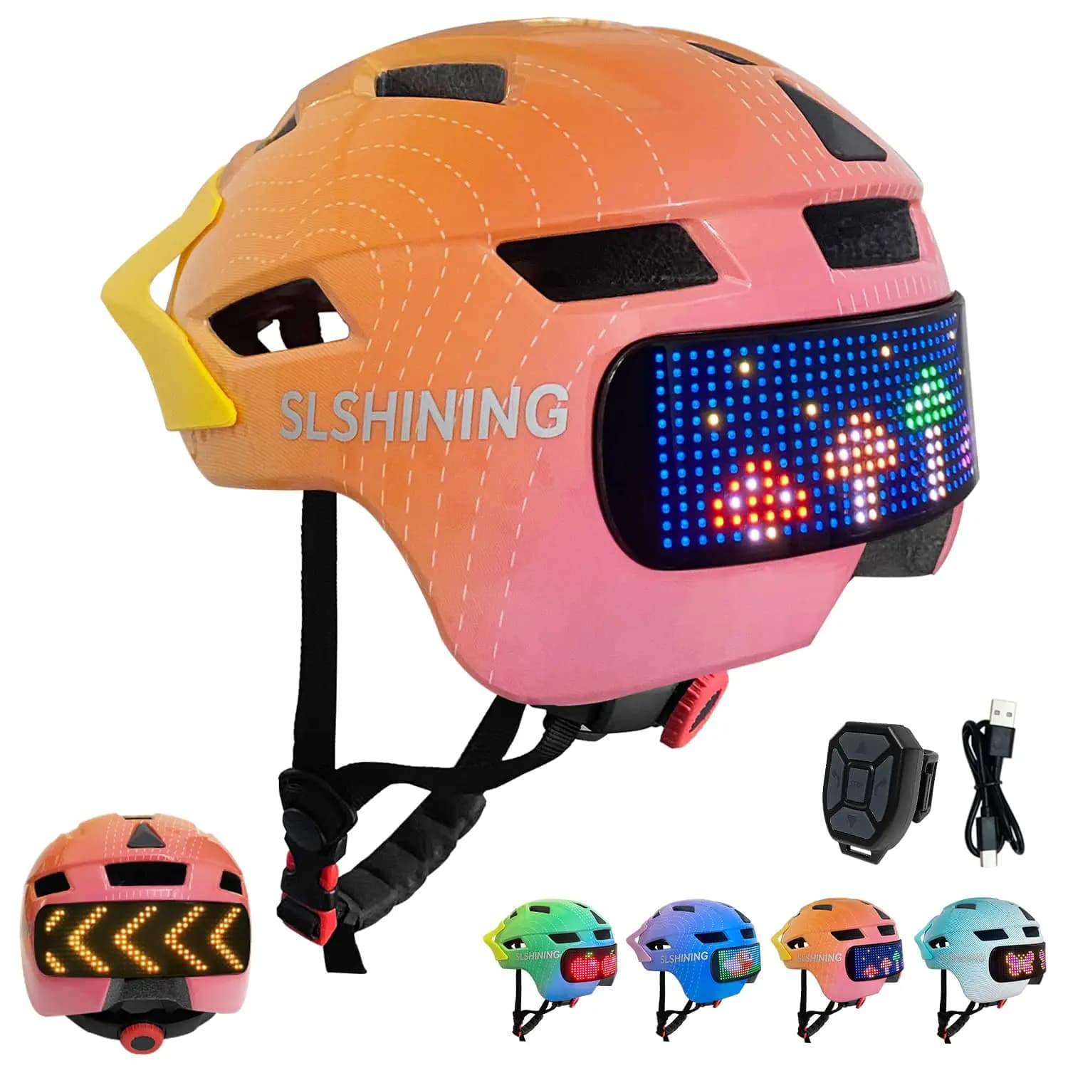 Children's and children's helmet from 3 to 14 years: Adjustable children's bike helmet with 64 LED light images for boys and girls Children's helmets 3 to 14 years old