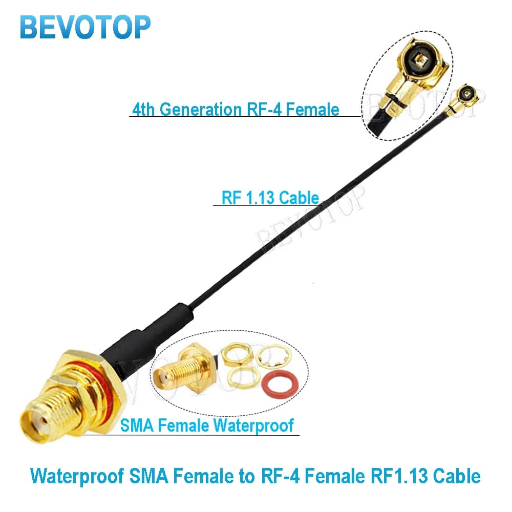 10PCS RF1.13MM Extension Cable uFL u.FL RF RF-4 Female Jack to Waterproof SMA Female Adapter RF Coaxial Pigtail WIFI Antenna