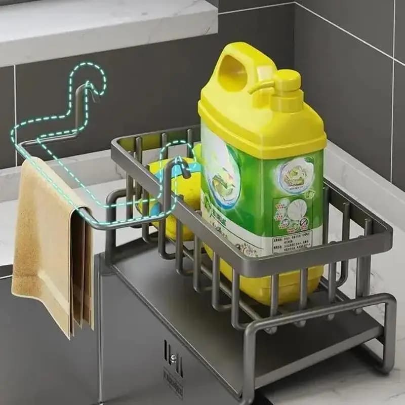 2026 Organizer da cucina in alluminio per lavello, porta spugne, porta rubinetto, scolapiatti per sapone, cestello portaoggetti, accessorio da bagno