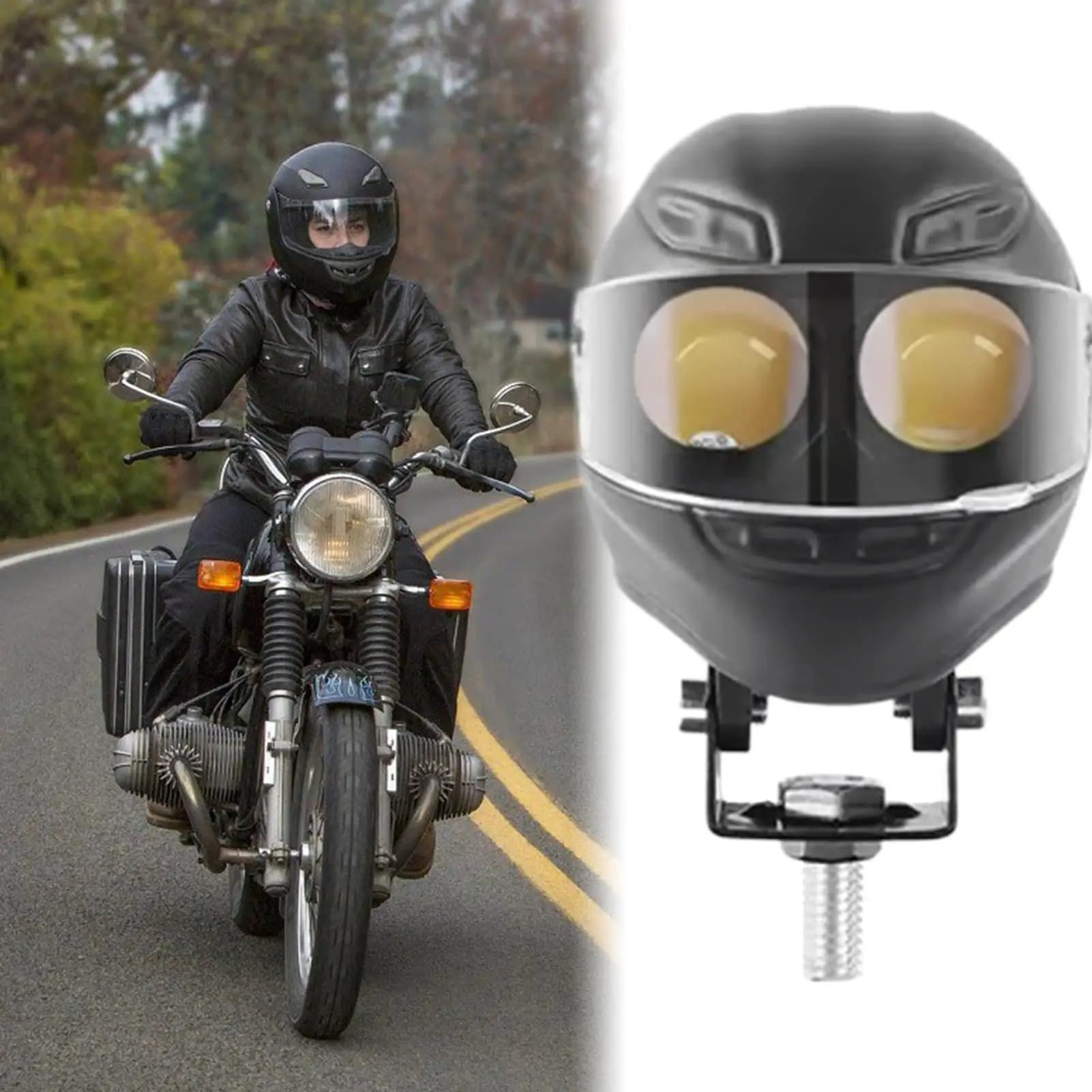 Fendinebbia per moto Luce ausiliaria per moto a LED stile casco Faretto da guida per moto per accessori decorativi per moto