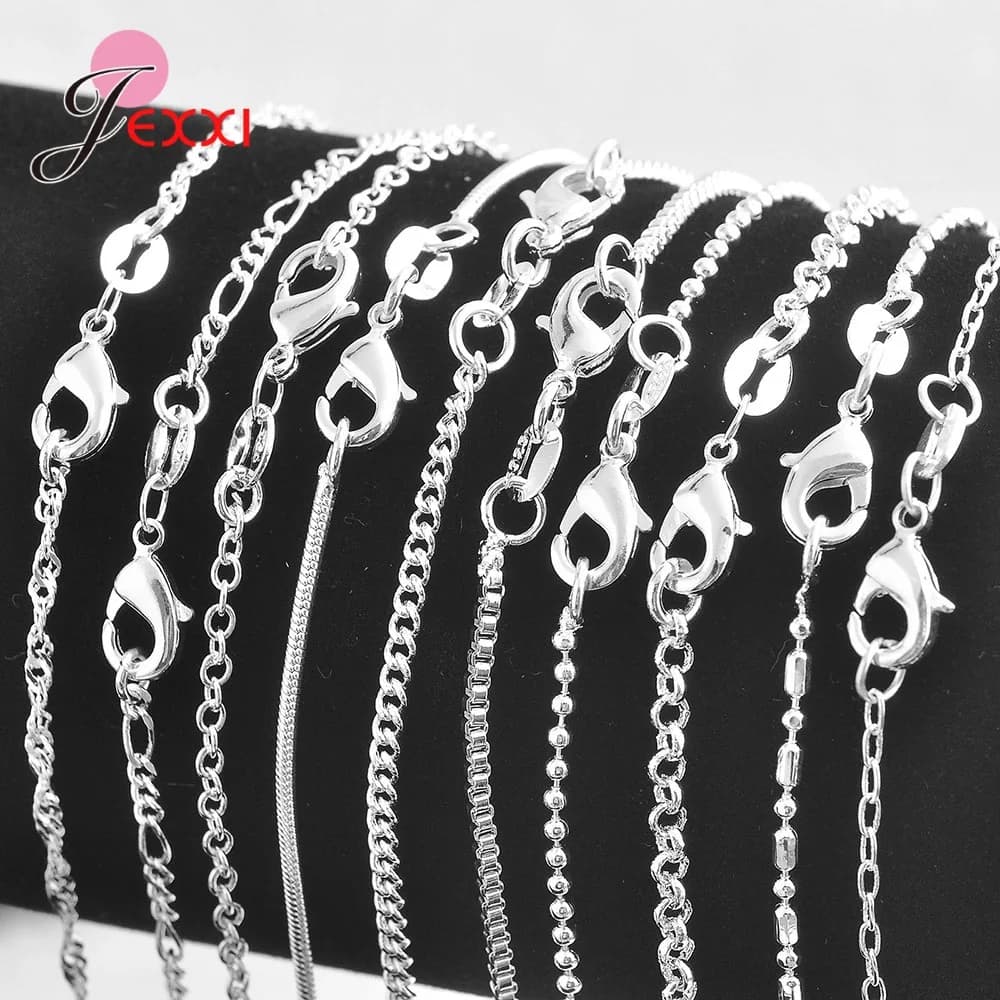 5 pezzi all'ingrosso 925 sterling silver 18 stili gioielli collane catena con chiusura a moschettone per ciondolo creazione di gioielli fai da te