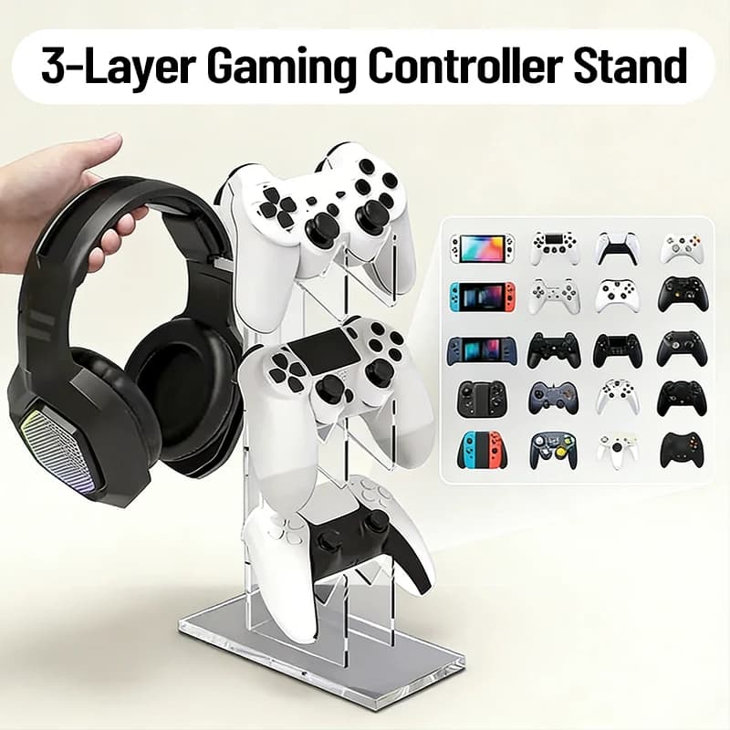 Supporto per Controller di Gioco a 3 Livelli, Porta Controller Universale, Porta Cuffie per PS5 PS4 PS3 Switch Xbox, Accessori per Giochi