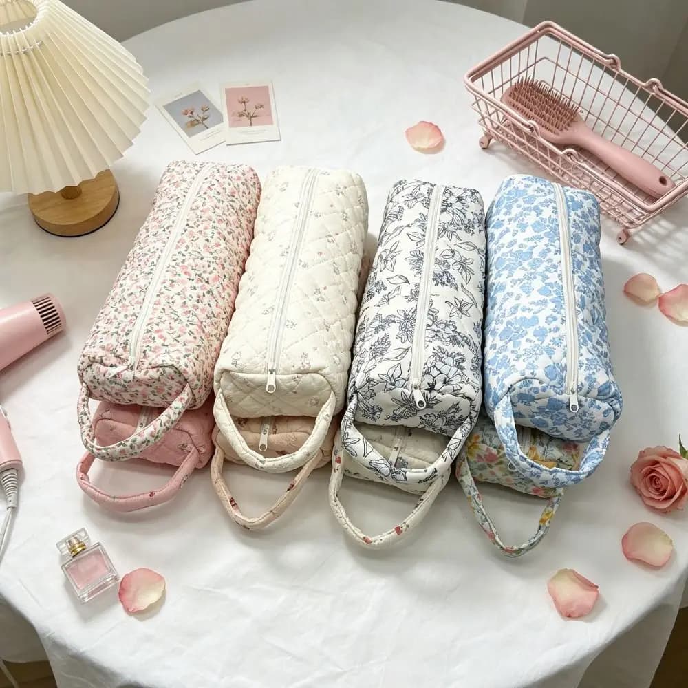 Soft Hair Dryer Storage Bag Quilting Cotton Large Capacity Curler Storage Bag With Handle Dustproof Curling Iron Carrying Case