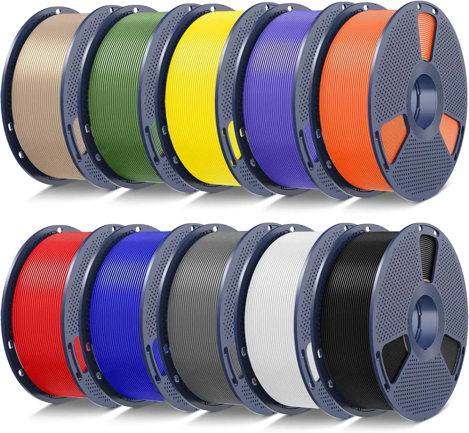 Filamento per Stampante 3D PLA+2.0, Confezione da 10KG di Filamento PLA Plus Migliorato 1.75mm, Filamento 3D Multicolore, Bobina da 1KG, Confezione da 10, Nero+Bianco