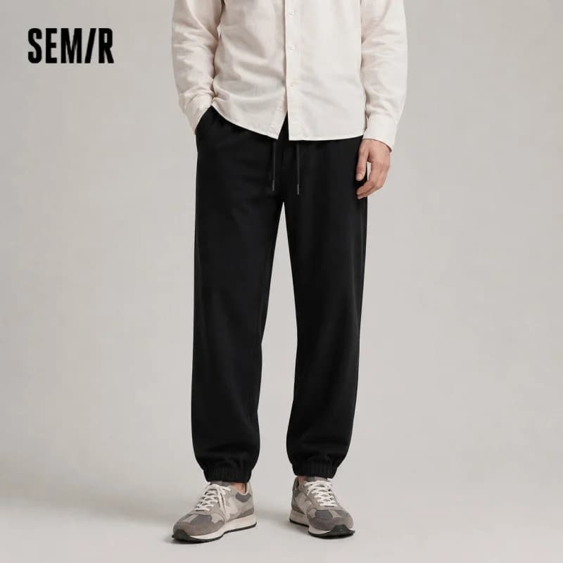 Semir Jogger Pants Men Thickened Brushed Black Sportswear 2025 New Winter Versatile Athletic Casual Pants