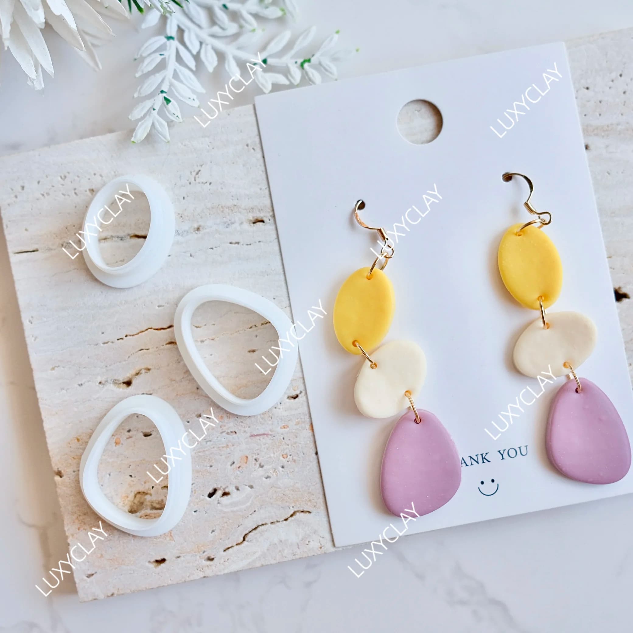 3pcs Minimalist Pebble Shape Polymer Clay Cutters Set, Abstract Geometric Clay Molds for Pendant Necklace Earring Jewelry Making
