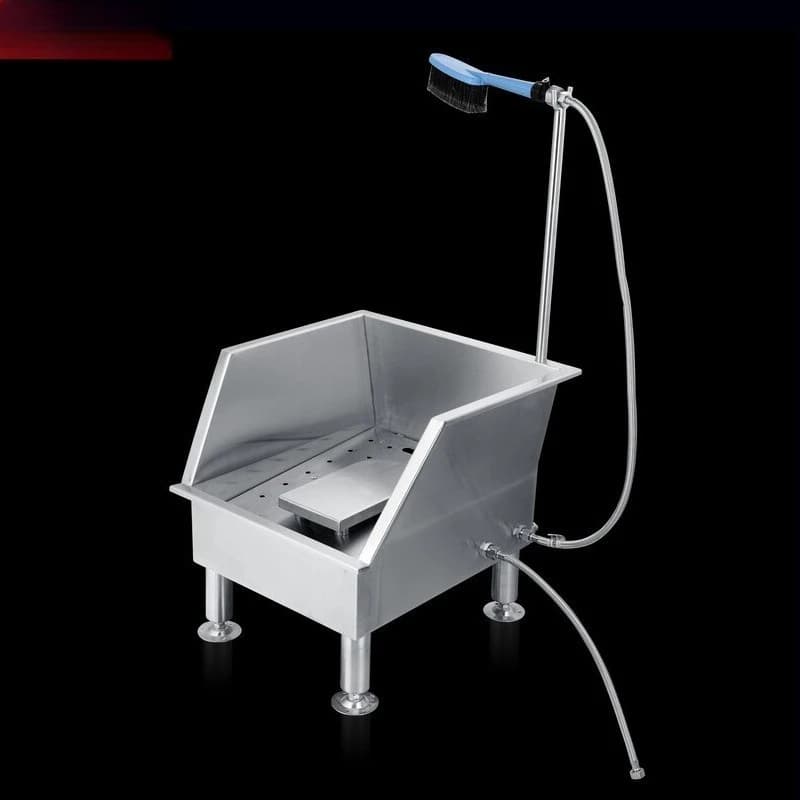 Lavabo per scarpe in acciaio inossidabile 304, dispositivo per lavare le scarpe anti-danno con piastra di supporto, spazzola per l'uscita dell'acqua nei luoghi pubblici
