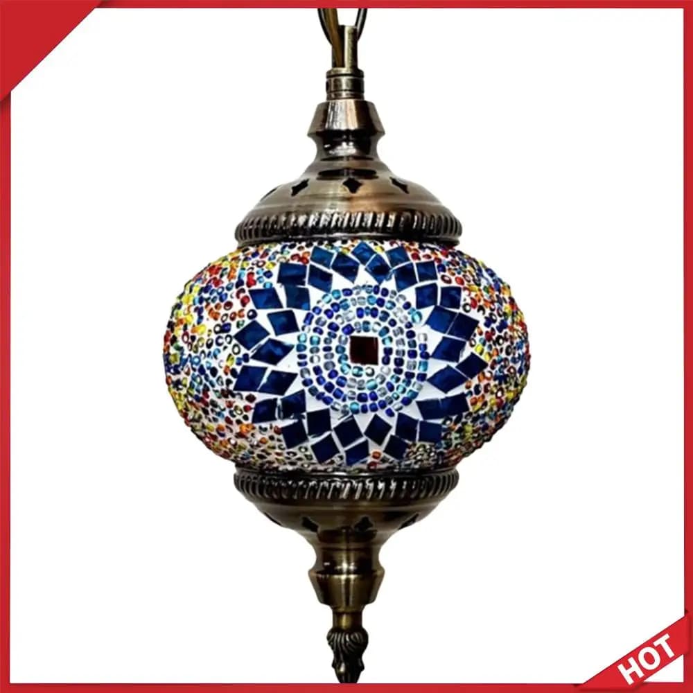 Moroccan turkish hanging lamp with mosaic, E27 attack, glass decorative globe, for restaurant and club, single head