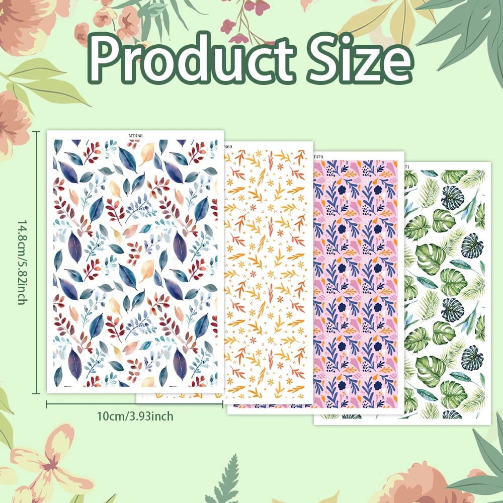 Watercolor Leaf & BranchTropical Greenery Water Transfer Paper for Polymer Clay Earrings,Nature-Inspired Jewelry Making Supplies