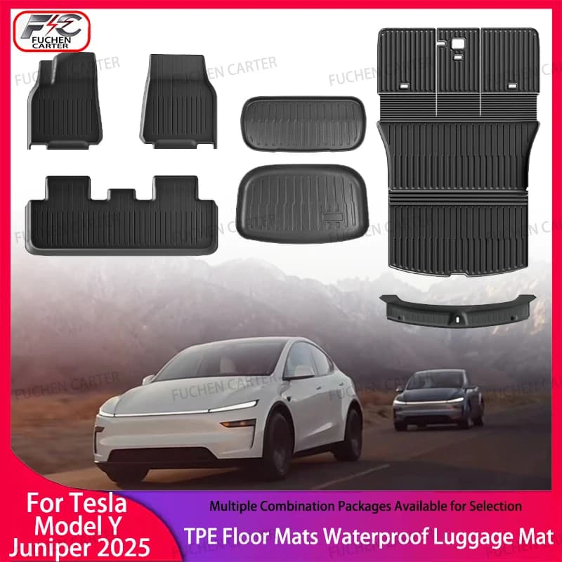 For Tesla New Model Y Juniper 2025+ TPE Floor Mats Waterproof Luggage Mat Wear-resistant Foot Pads ModelY Trunk Mats Accessories