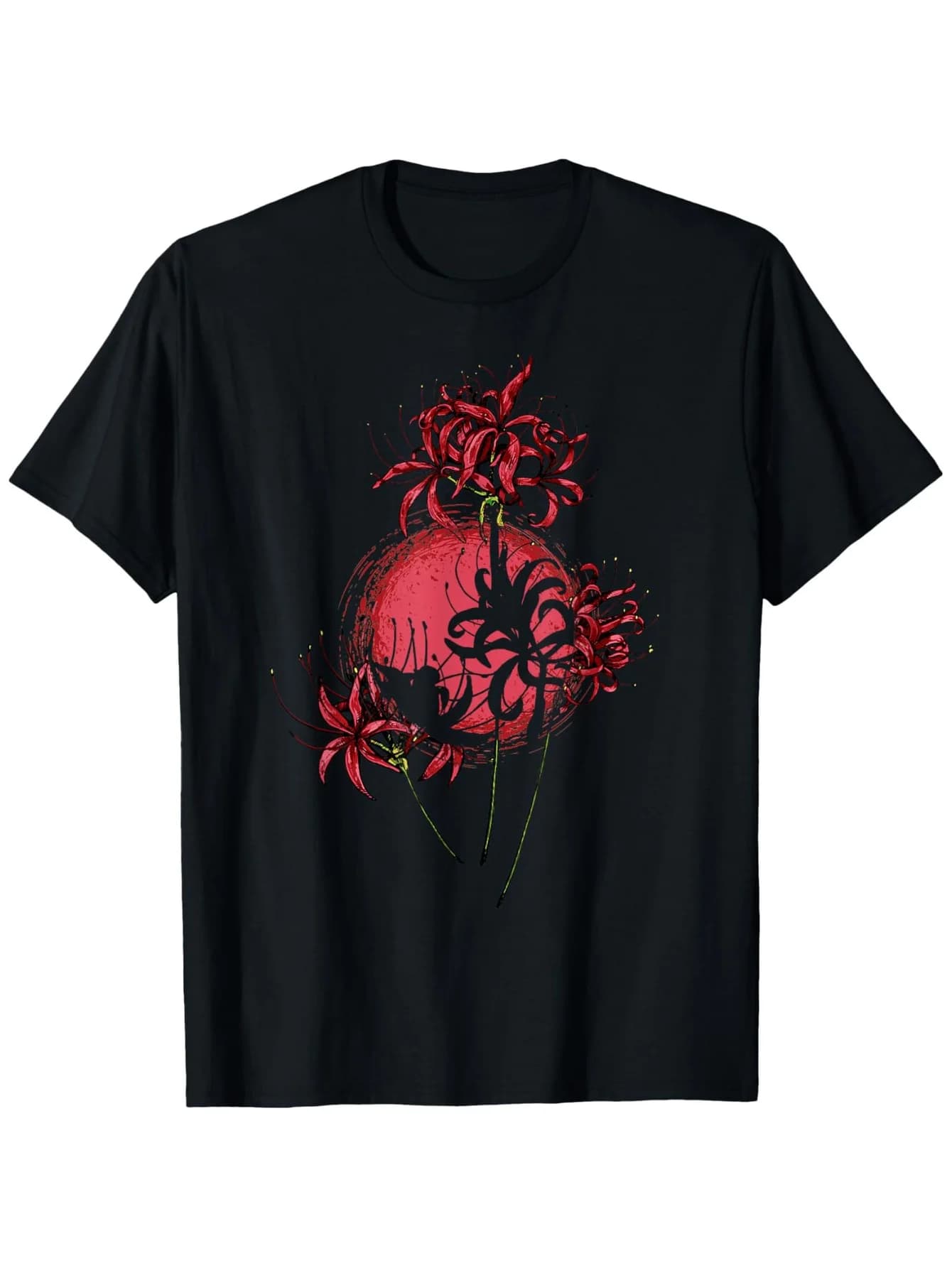 T-shirt floreale con estetica anime ispirata a Spider Lily e Amaryllis giapponesi | T-shirt grafica unisex, girocollo, manica corta
