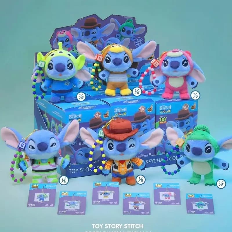 New Genuine Hot Toys Stitch Mania Series Blind Box Stitch Toy Story Theme Mystery Box Cosbi Keyring Keychain Ornament Gift Toy