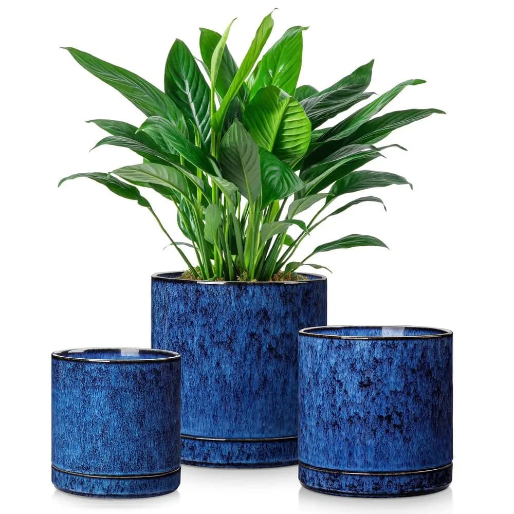 Vasi in Ceramica, Set di 3 Fioriere per Piante da Interno, Vasi da Fiori da 4,25x5,25x6,25 Pollici con Drenaggio, Vasi per Piante da Interno per Succulente