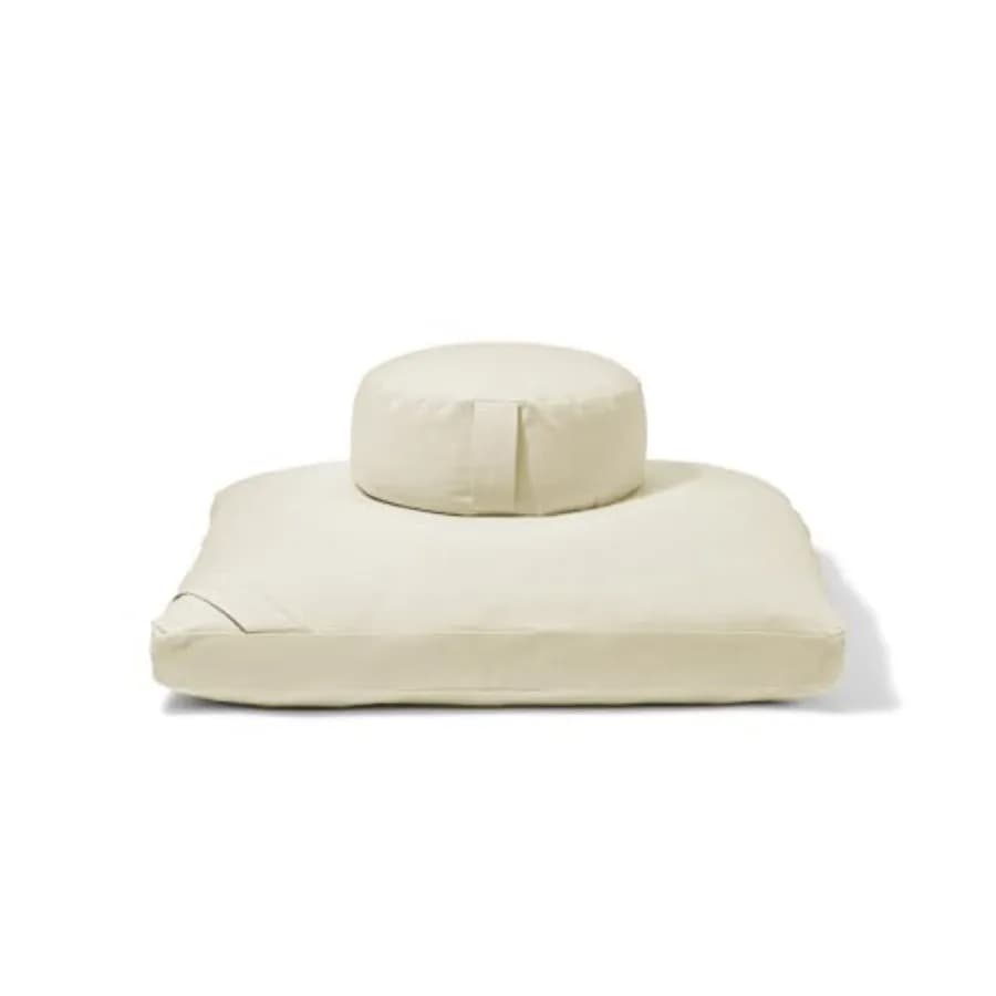 r e n o o Meditation Cushion Set - Zafu Meditation Pillow and Zabuton Floor Cushion - Adjustable Organic Buckwheat and Cotton F