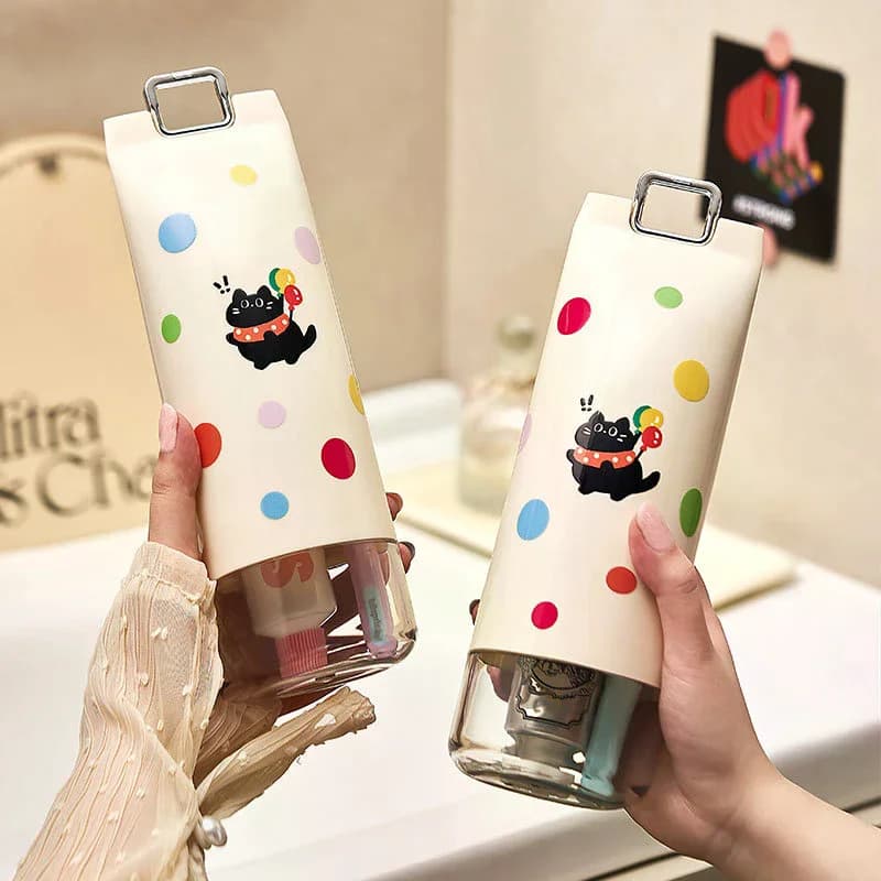 Simpatico contenitore per spazzolino portatile a pois, organizer da viaggio, portaspazzolino, dentifricio, scatola di immagazzinaggio in plastica