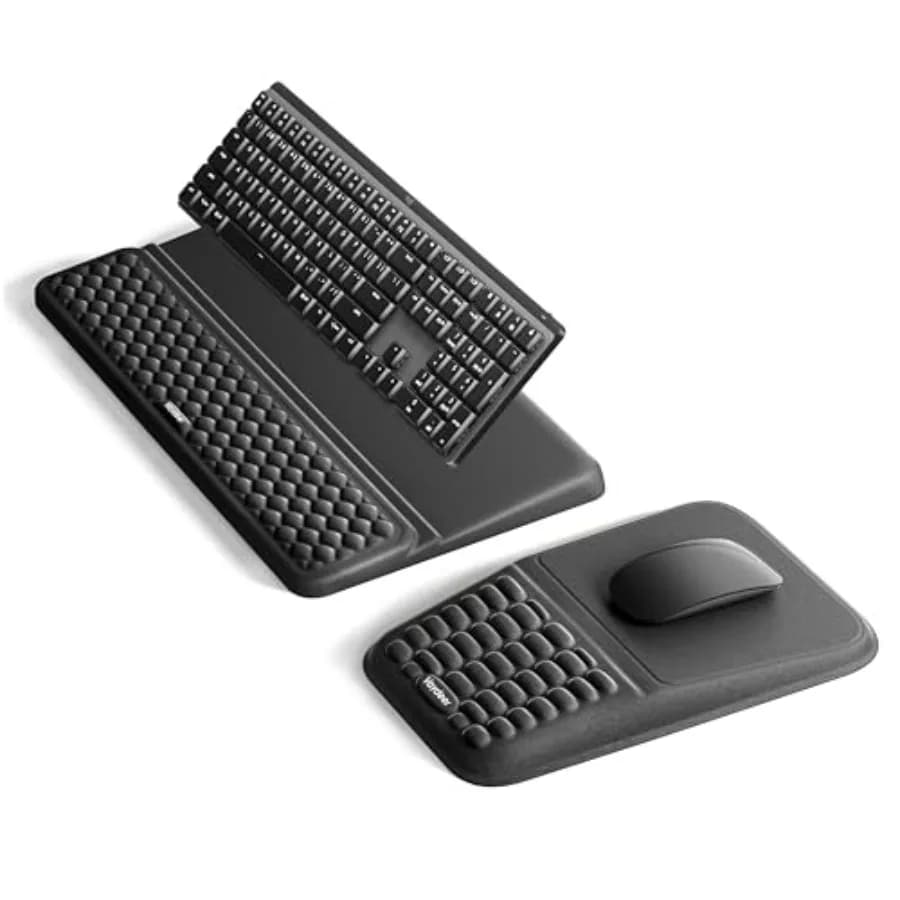 Set Supporto per Tastiera e Tappetino per Mouse con Poggiapolsi in Memory Foam Morbido, Cuscino Ergonomico per Polso da Scrivania, Allevia la Carpal Tunnel
