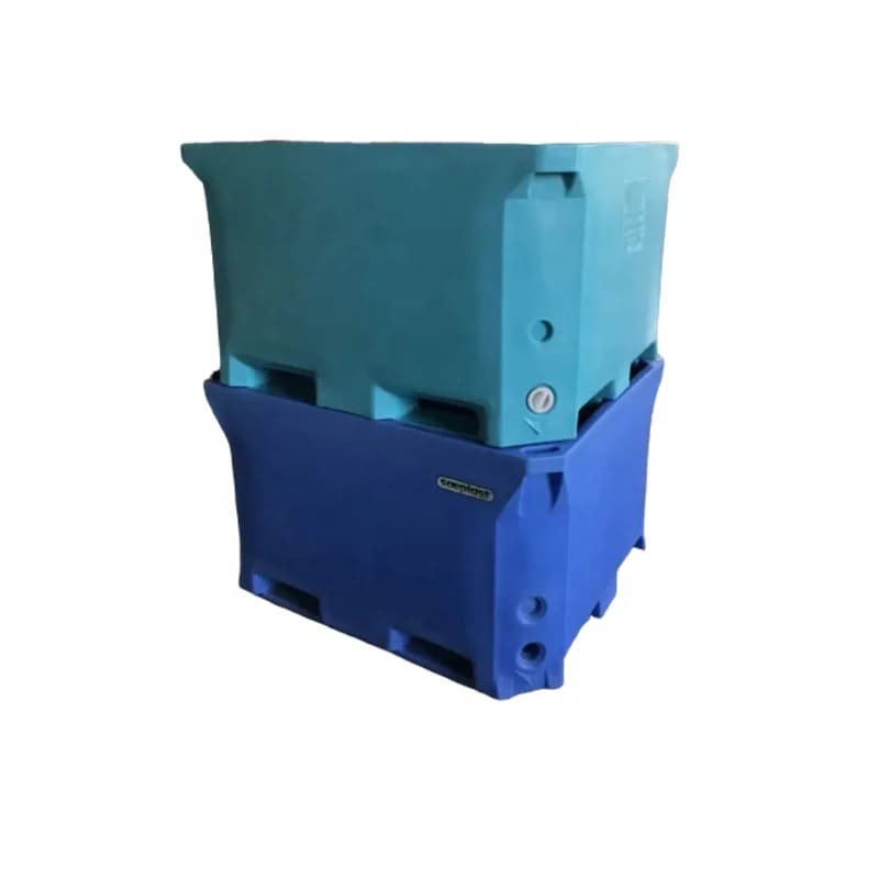 Double Wall LLDPE Plastic Fish Isolated Containers 660L with Cover, Fishing Equipment Boxes