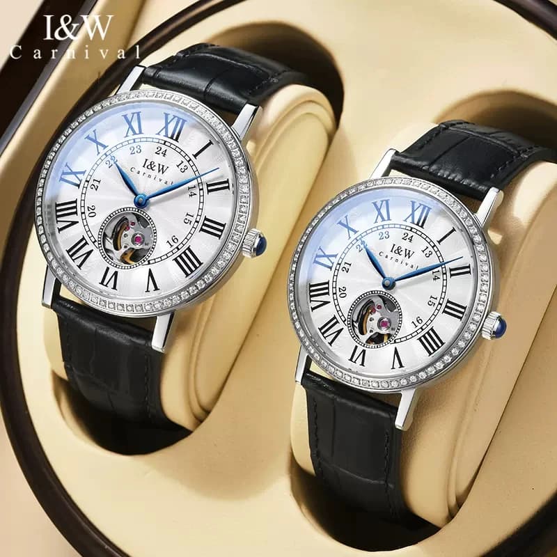 Nuovo orologio da coppia di marca di lusso IW per donna uomo in pelle impermeabile MIYOTA amanti dell'orologio da polso meccanico automatico
