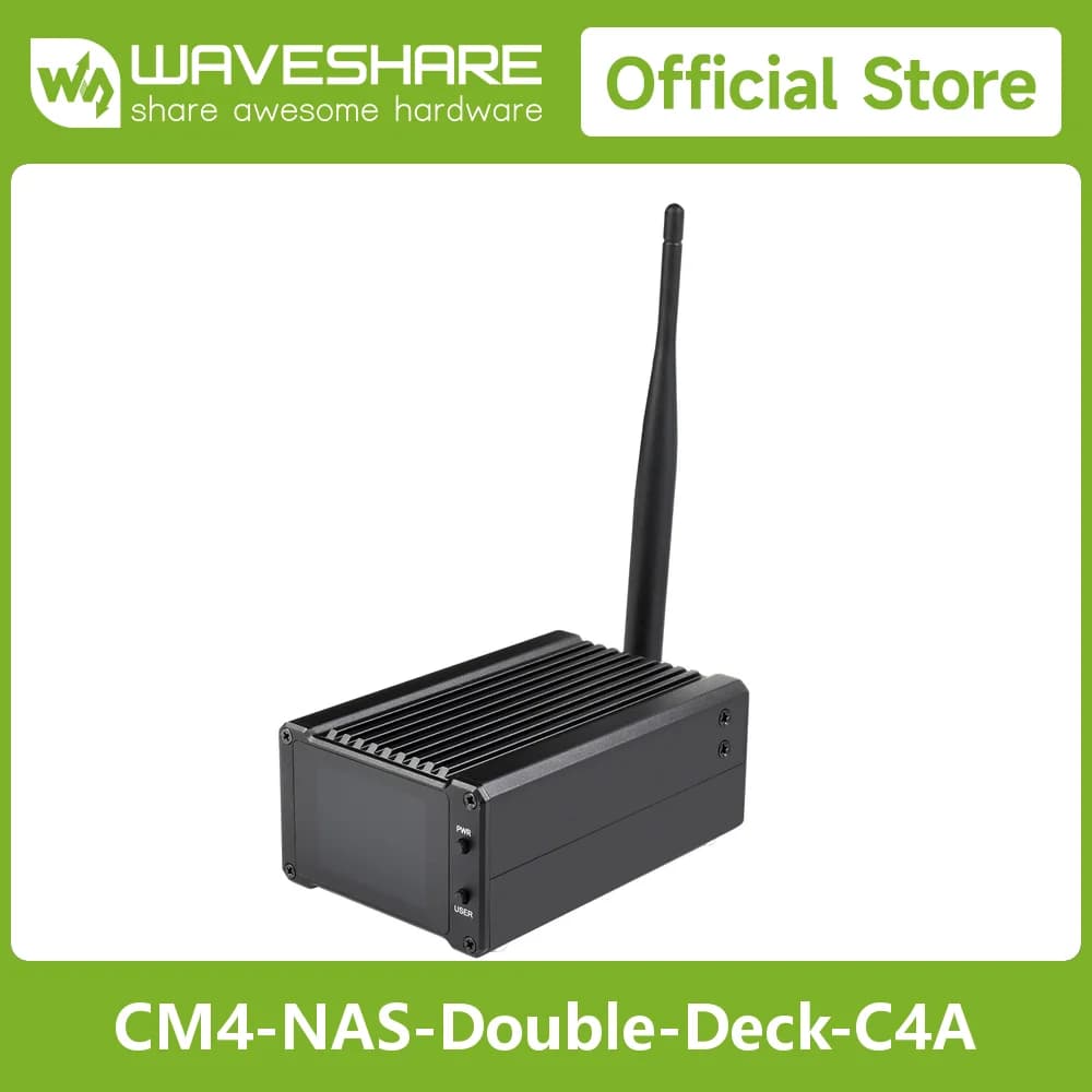 Waveshare Network Attached Storage(NAS) All-In-One Mini-Computer For Raspberry Pi Compute Module 4, CM4104008 Optional