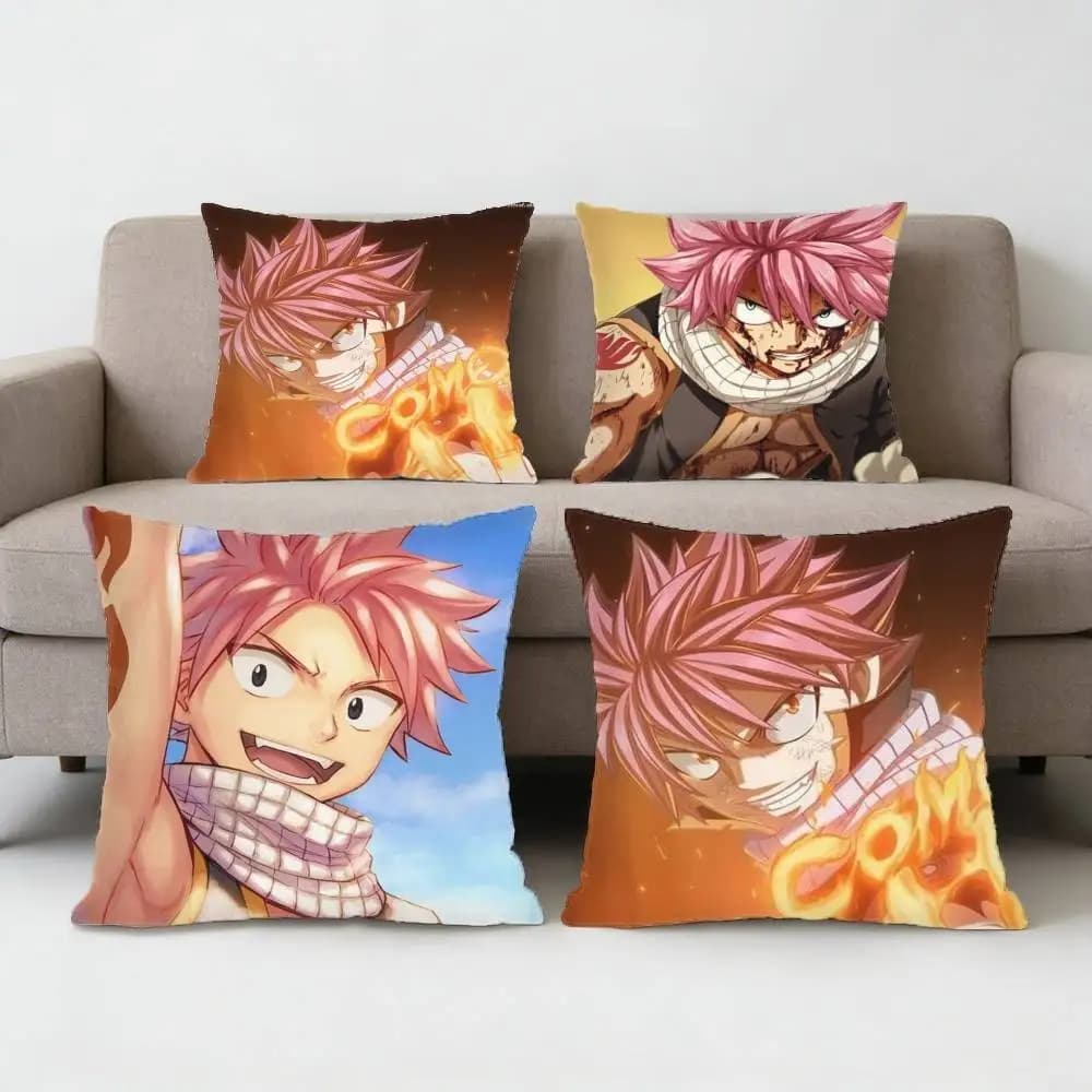 FAIRY TAIL Federa per cuscino Natsu, federa antipolvere, cerniera invisibile, fodera per cuscino in morbido peluche setoso