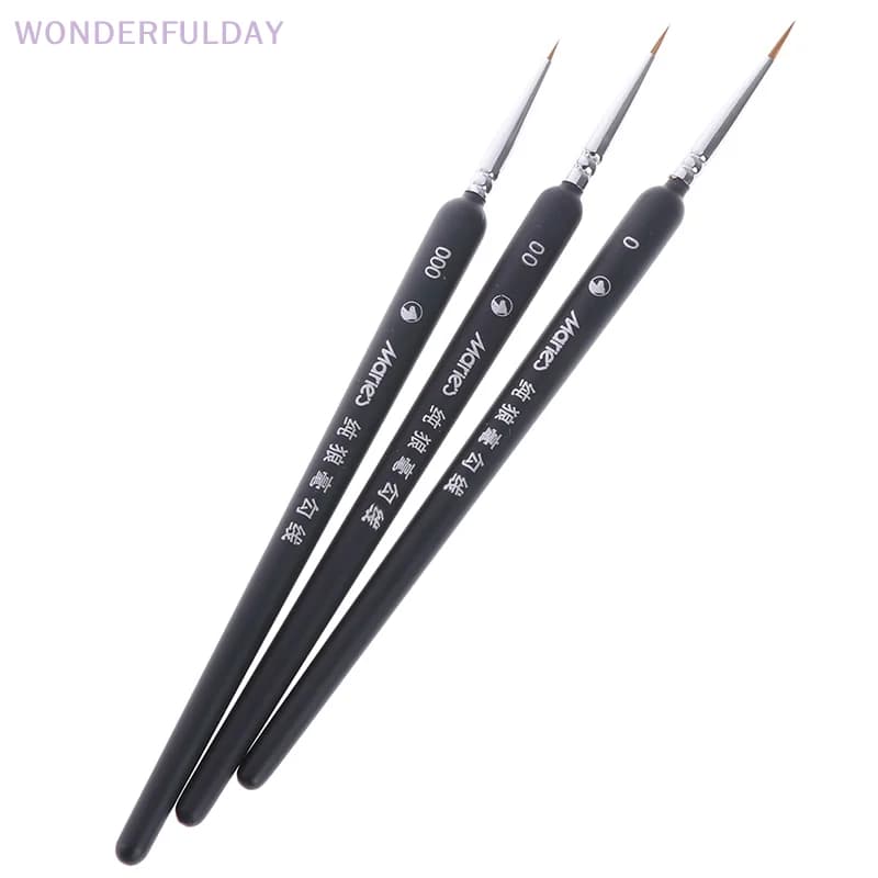 New 3pcs Brush 0/ 00/ 000 Wolf Hair Brushes Set for Detail Art Painting Miniature Acrylic Watercolor Oil Gouache Paint Brush Pen