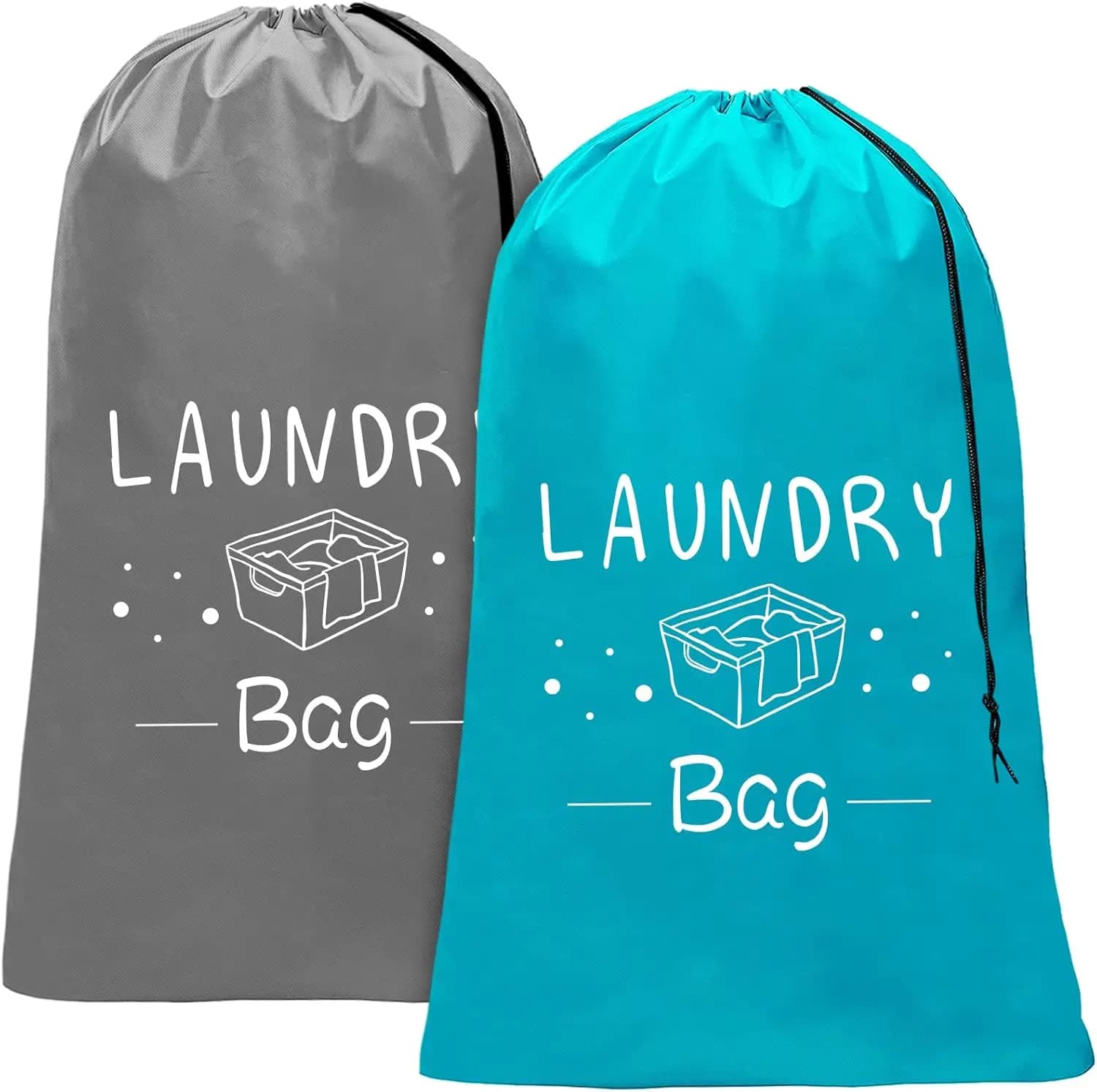 2 Pack Extra Large Travel Laundry Bag, Dirty Clothes Organizer with Drawstring,Heavy Duty Travel Laundry Bags,Easy Fit a Laundry
