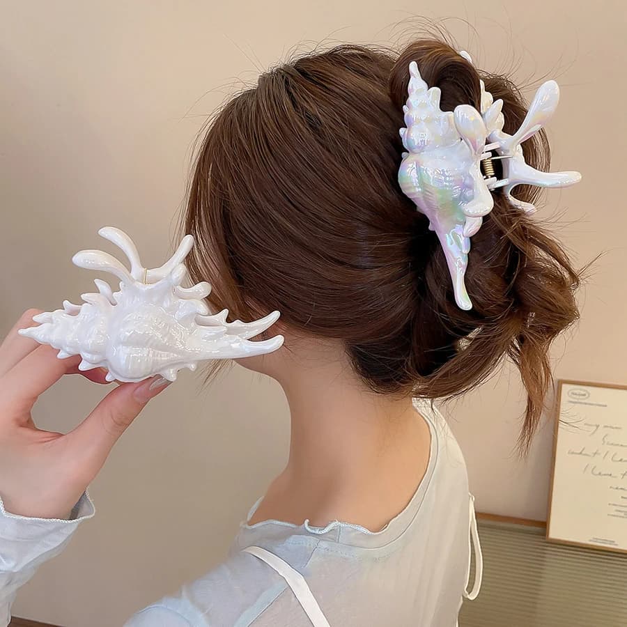 AWAYTR Dazzle Conch Shell Clip per artiglio per capelli Moda Clip per capelli in acrilico Artiglio Clap Forcina Accessori per capelli coreani per ragazze e donne