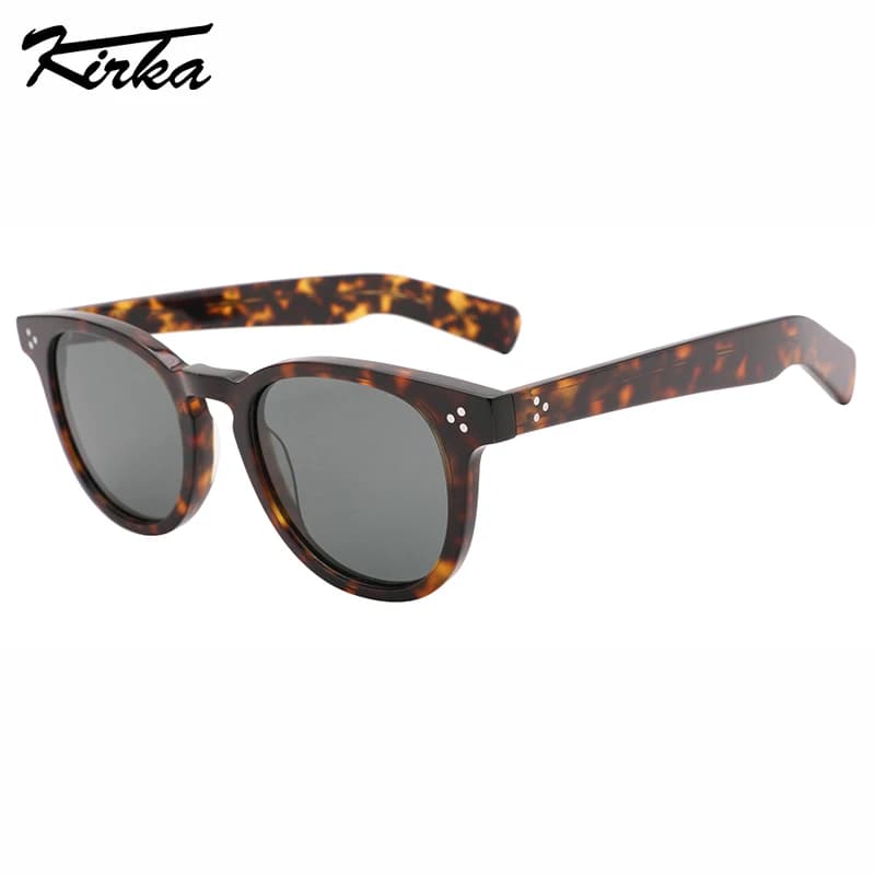 Kirka Polarizzato Unisex Rotondo Trasparente e Montature per Tartaruga Ponte a Naso Ampio e Templi Occhiali da Sole Alla Moda Occhiali da Vista WD5102