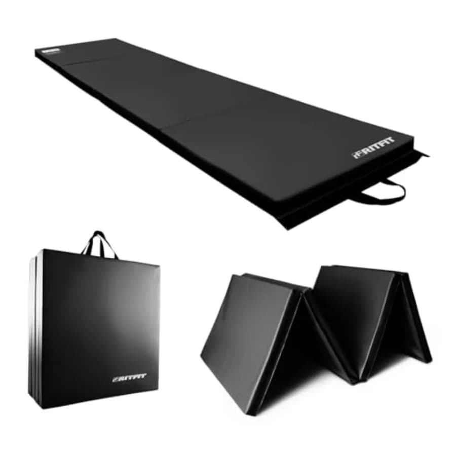Tappetino Pieghevole per Esercizi Migliorato, Spessore 2 Pollici, Tappeto da Ginnastica 3'x6' 4'x8' 4x10' 2'x8' con Maniglie per il Trasporto, per Yoga, MMA, Stretching