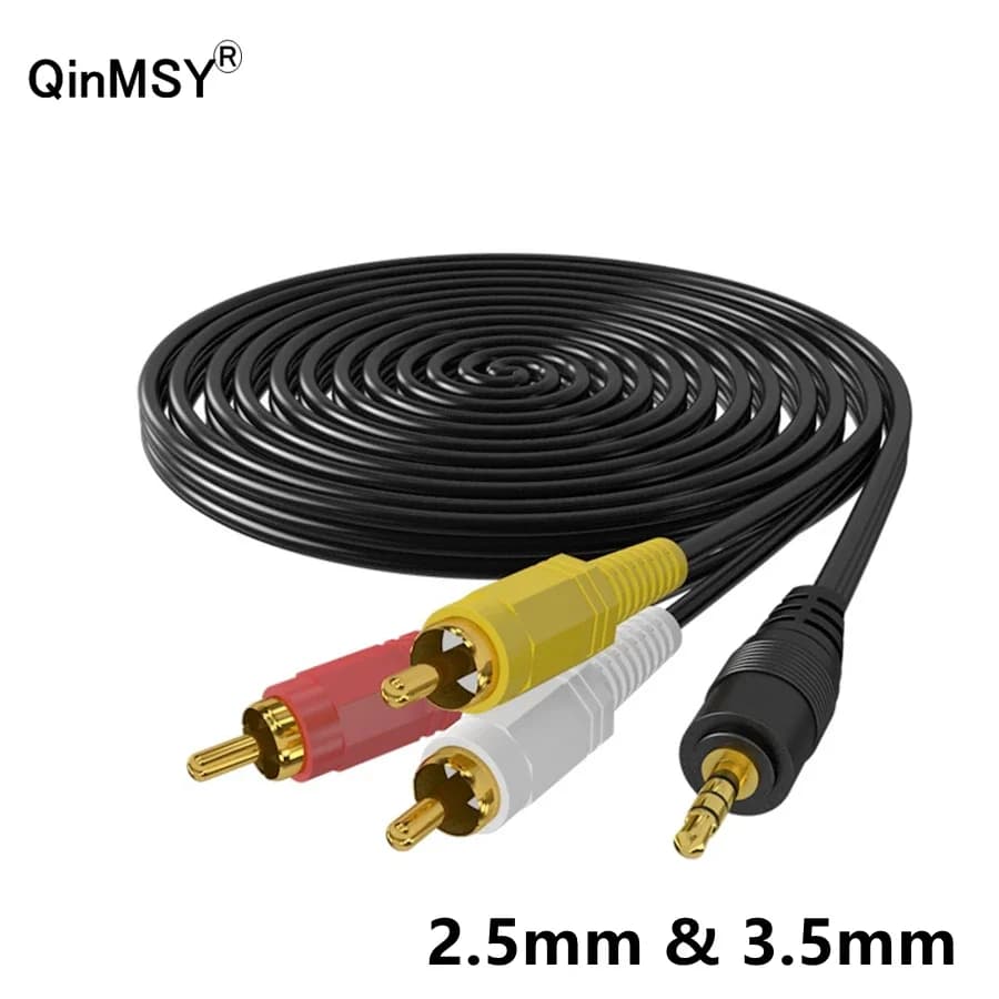 1.5m/3m/10m 3.5mm 2.5mm Jack Male Plug 3RCA Male Audio Video AV Audio Adapter AUX Cable Cable for Computer Speaker DVD P