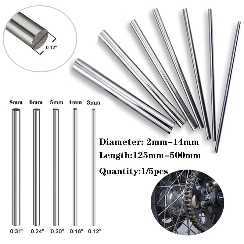 Aste con albero in acciaio inossidabile metrico a terra, diametro 2 mm-14 mm, lunghezza 125 mm 200 mm 250 mm 330 mm 500 mm, vendute in 1 pezzo/5 pezzi