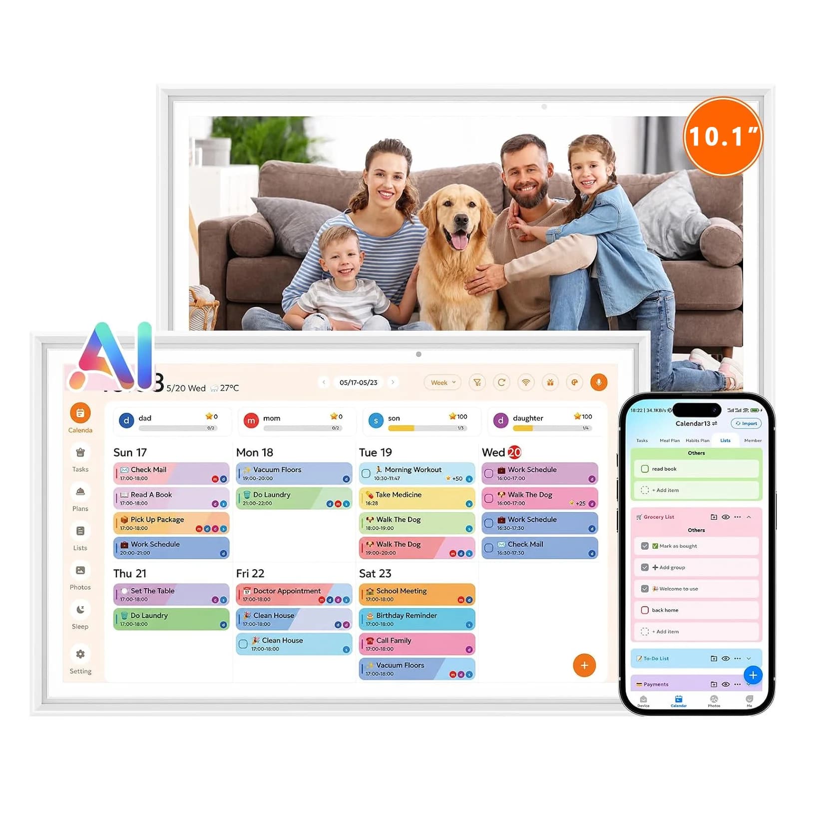 10.1 Inch Touch WiFi Digital Picture Frame 32GB Cloud Photo Convenient Remote Sharing for Home Decoration & Holiday Present