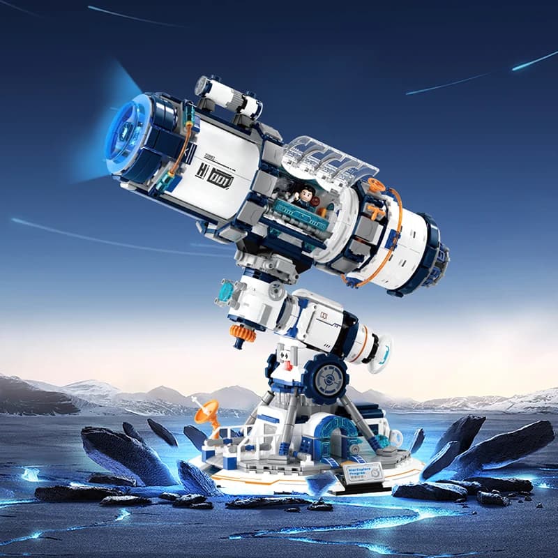 Set di blocchi di costruzione per telescopio Weekit Programma di esplorazione stellare Telescopio ad alta tecnologia Giocattoli STEM di mattoni Regalo per adulti con LED