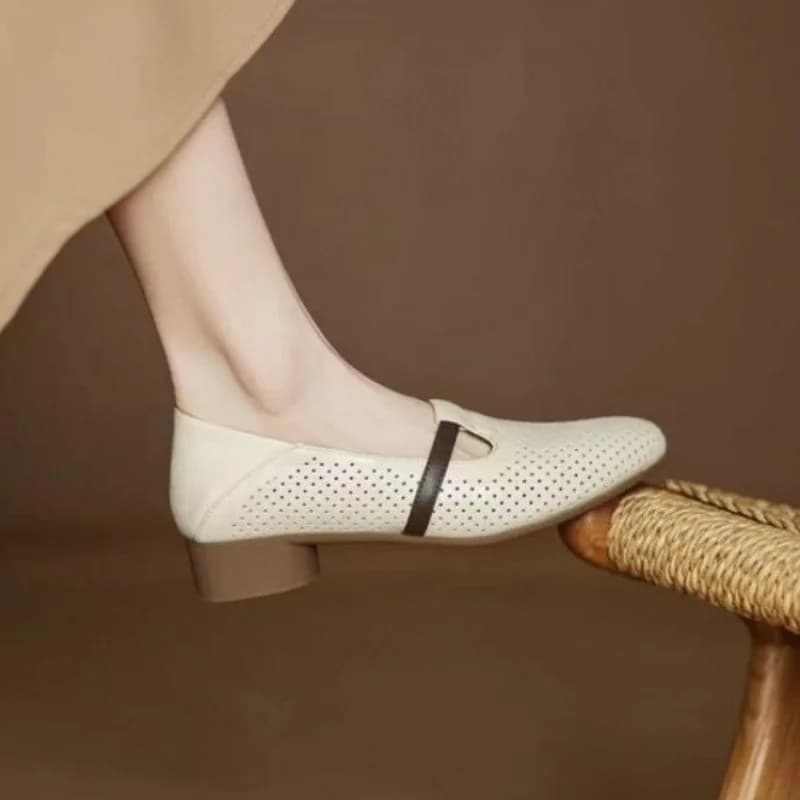Women's Low Shoes with Single Strap, PU, Round Toe, Low Cut, Bottom Heel 3 cm, Rubber Sole, Comfortable, casual, for everyday