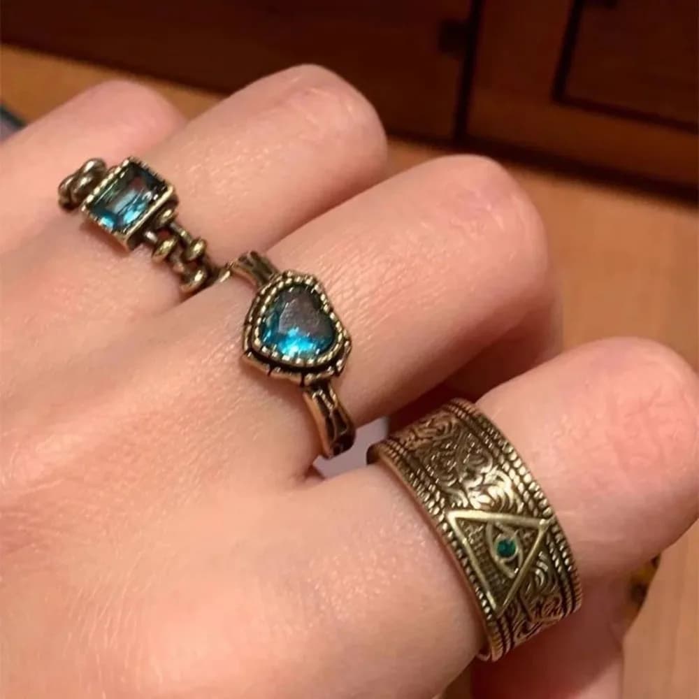 Vintage Distressed Metal Open Rings Niche Retro High-End Finger Accessories For Street Shooting Daily Wear