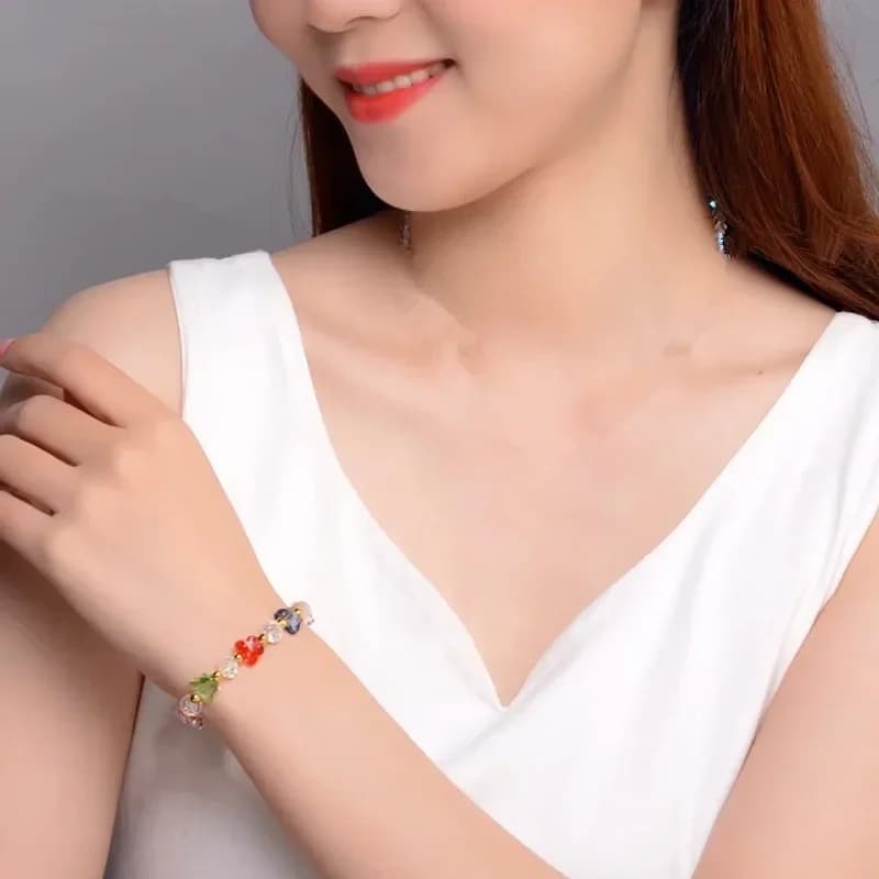 Fashion Butterfly Charm Crystal Stretch Beaded Bracelet for Women Elegant Elastic Rope Accessory