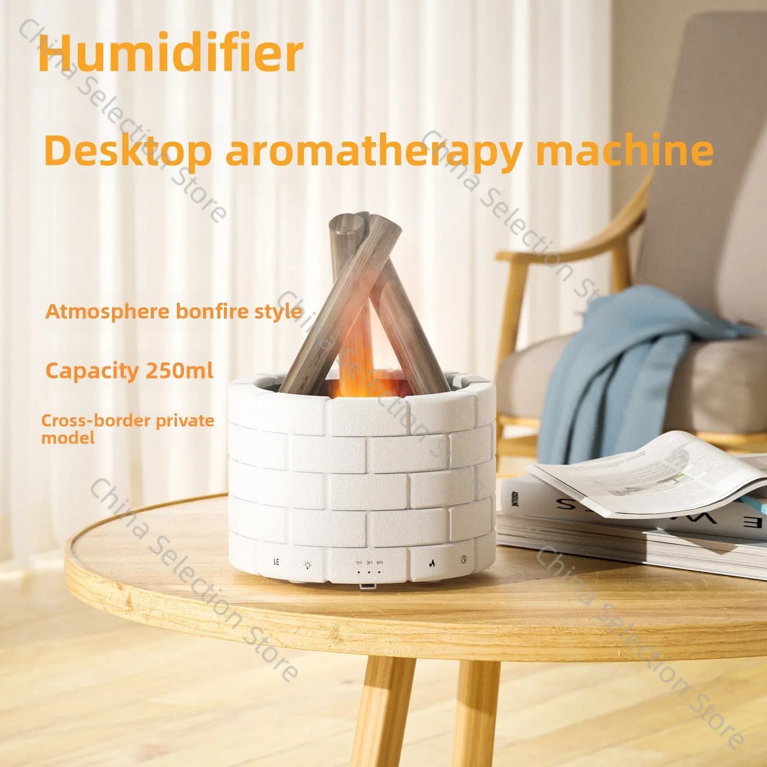Umidificatore a fiamma transfrontaliera desktop domestico piccola macchina per aromaterapia per camera da letto con atmosfera colorata silenziosa