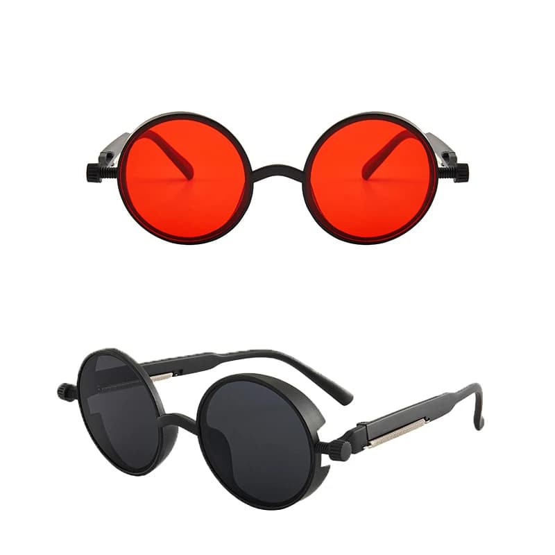 Classic Sunglasses Steampunk Style Round Frame Retro Classic Colored Lens universal Sun Eyewear Gothic Punk Glasses Unisex