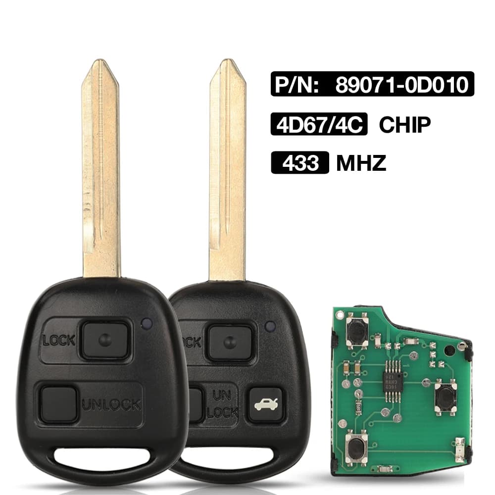 Jingyuqin 2/3 BTN 433 MHz P/N: 89071-0D010 4D67/4C Chip Chiave per auto telecomando per Toyota Corolla Yaris Avensis TOY47 Blade