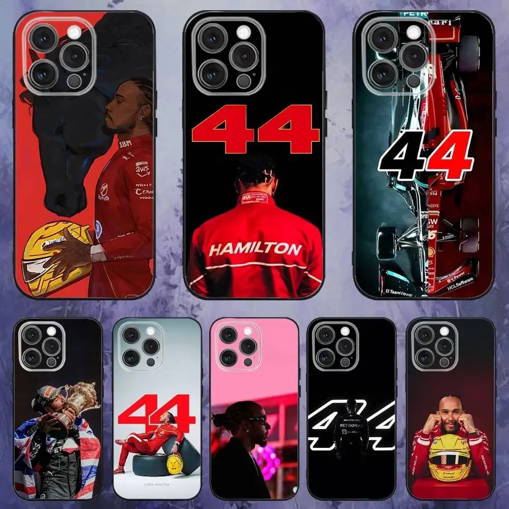 44 Custodia per telefono L-Lewis H-Hamilton-S per iPhone 17,16,15,14,13,12,Pro,Max,Plus,E,SE4,Air,Mini Soft Box nera
