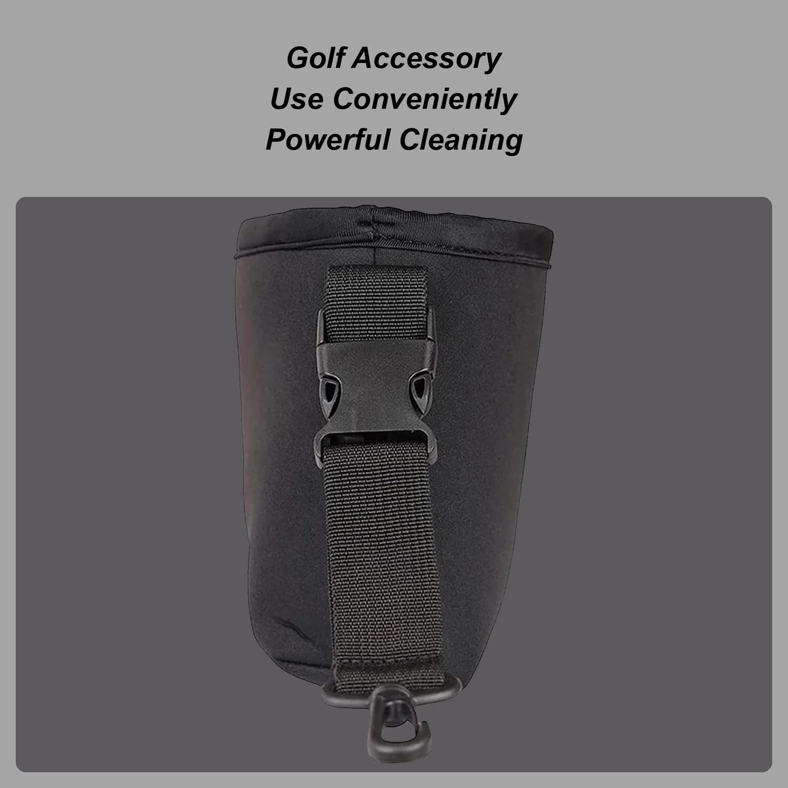 Pulitore per mazze Borsa per pulizia palline da golf Borsa per rondella esterna impermeabile Custodia per scrub con clip staccabile per campo di guida all'aperto