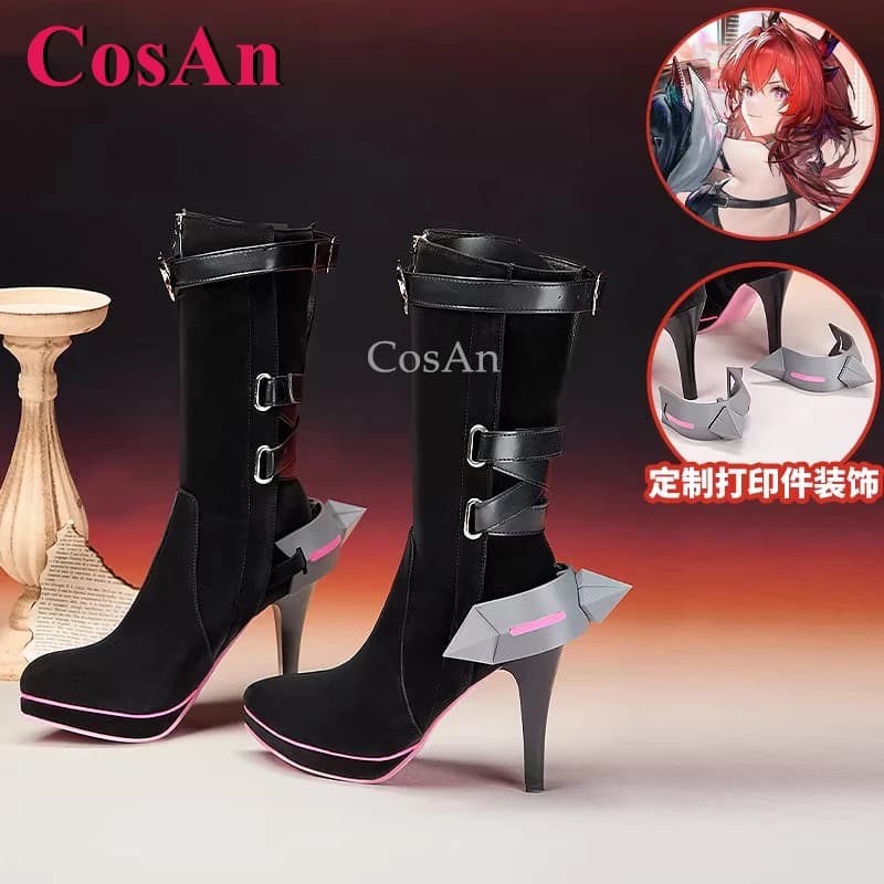 CosAn Game Arknights: Endfield Laevatain Shoes Cosplay Universal Fashion Boots High Heels Women Party Role Play Parts 36-39 Size
